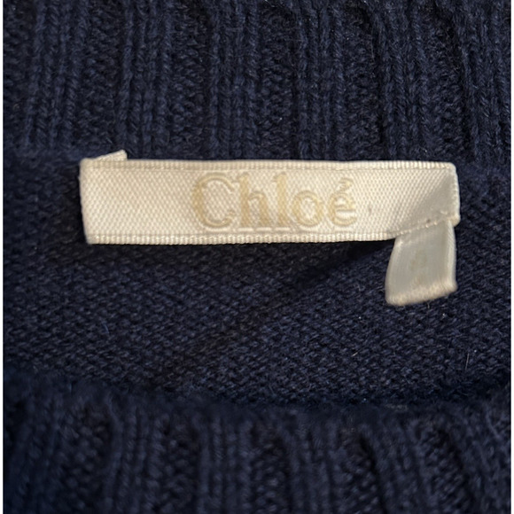 Chloe Women's Blue Lagoon Cashmere Crew Neck Ribbed Trim Sweater Jumper - Small - Picture 3 of 5